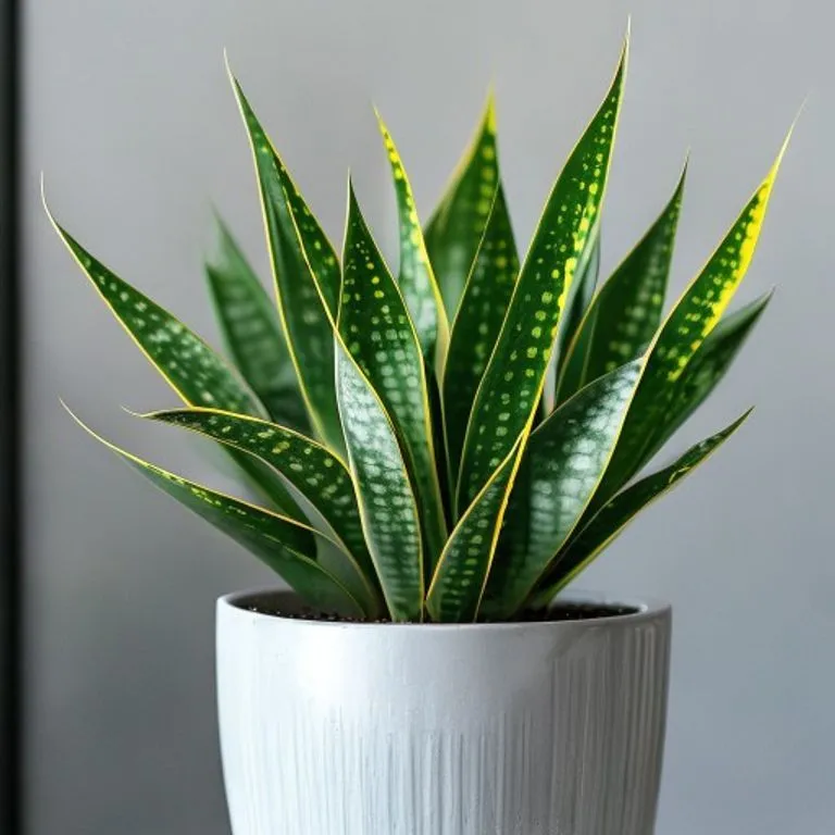 snake plant in a modern ceramic pot