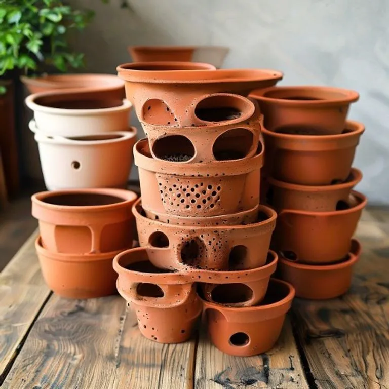 Assorted plant pots with visible drainage holes to ensure proper water runoff and root health