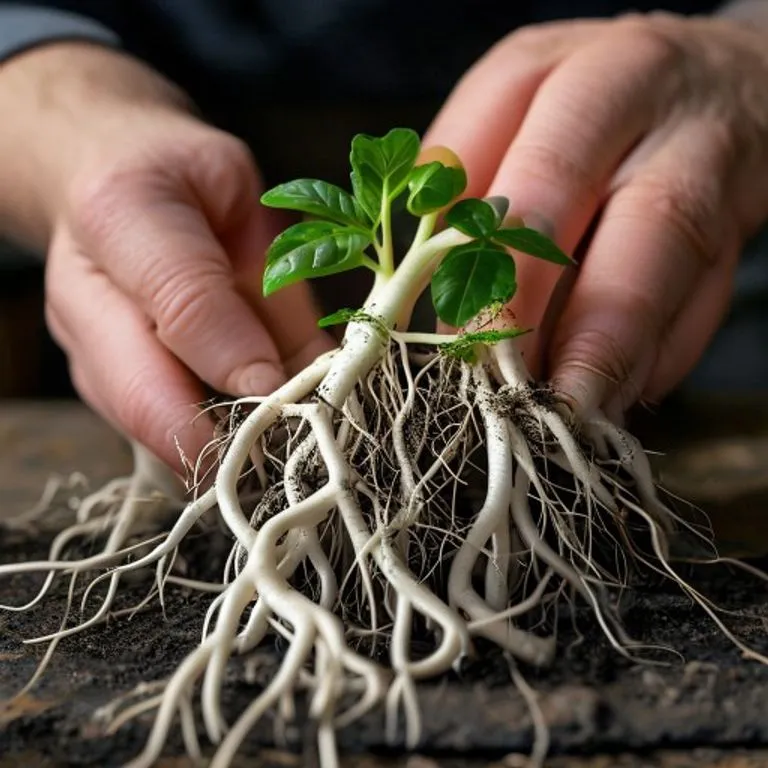 inspecting plant roots for rot