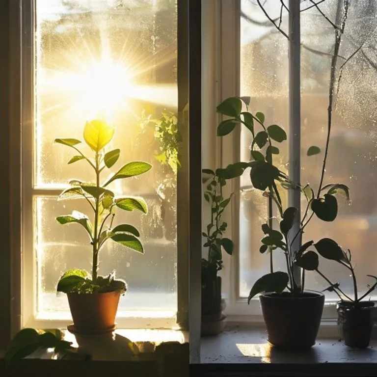 Comparison of houseplant lighting conditions between summer and winter seasons for watering adjustment